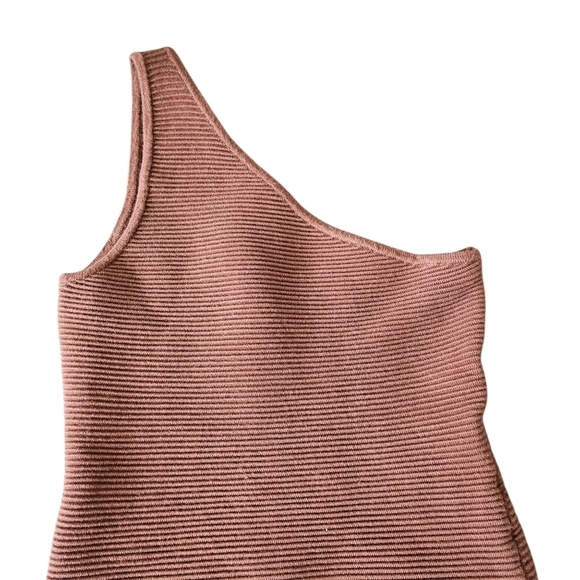 Abercrombie & Fitch One-Shoulder Ribbed Bodysuit in Brown Size XS - Picture 2 of 5